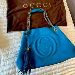 Gucci Teal nubuck leather Soho bag
